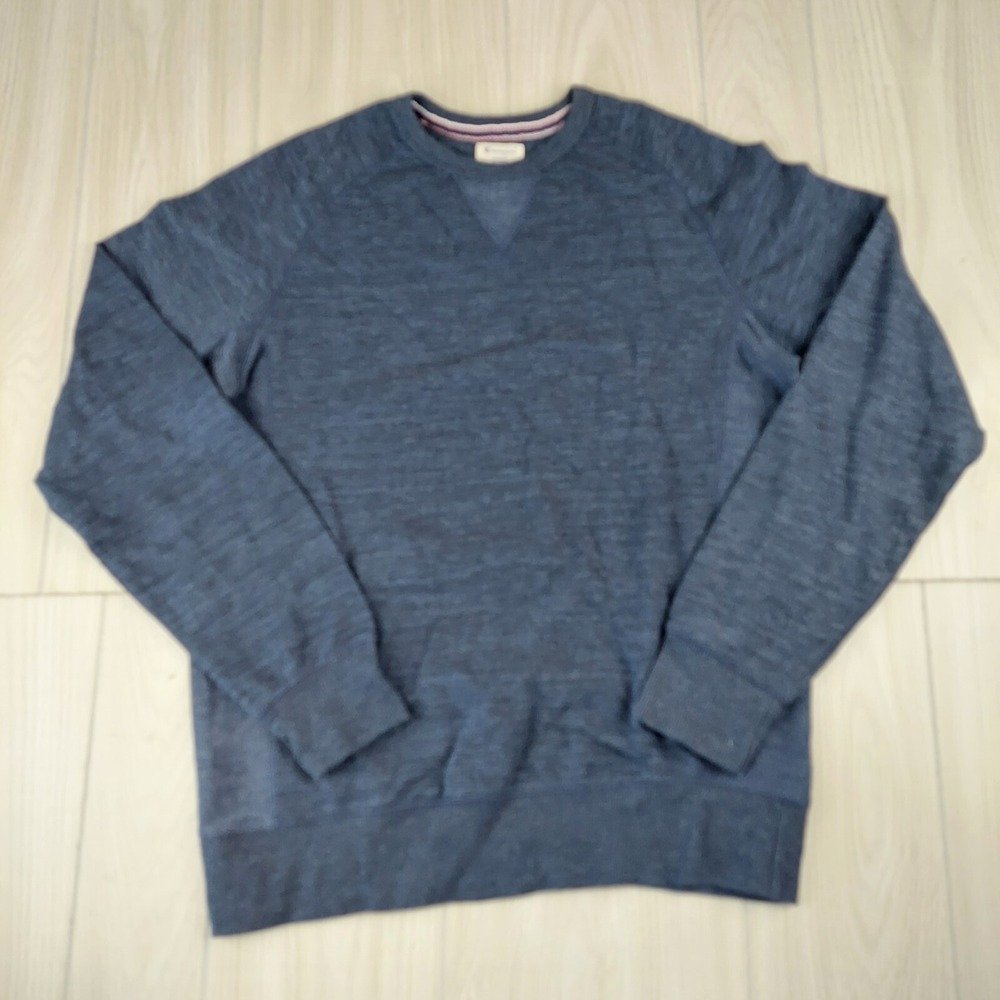 Champion Sweatshirt Mens Small Navy Blue Heathered Raglan Crew Neck Athletic